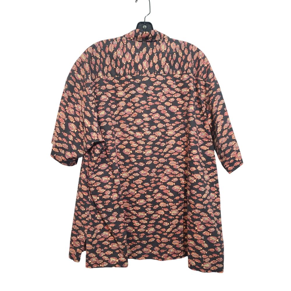 Tori Richard Fish Print Camp Shirt 2X Black GUC Cotton - Picture 2 of 5